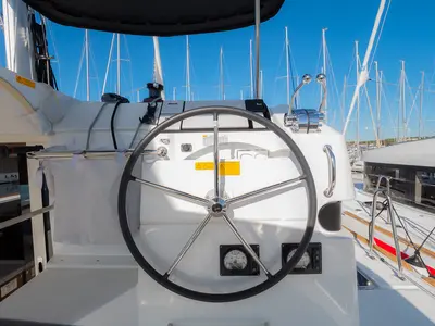 Cockpit of Sail Away, a Lagoon 40 catamaran at Grad Biograd na Moru, Croatia