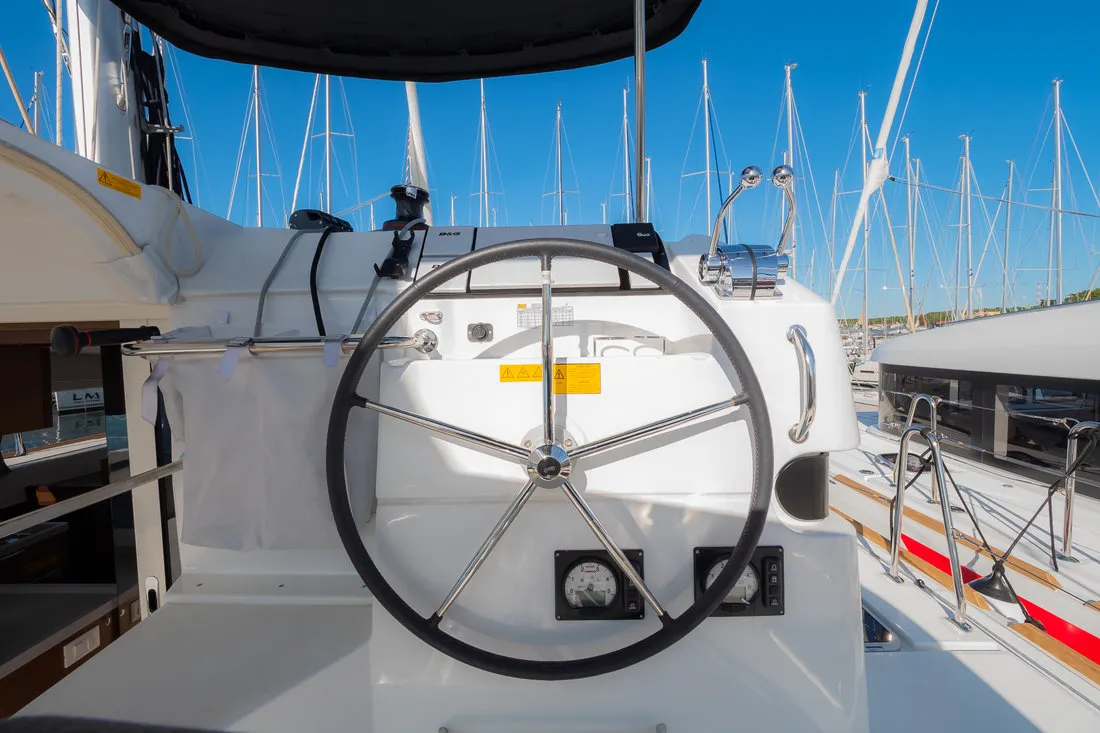 Cockpit of Sail Away, a Lagoon 40 catamaran at Grad Biograd na Moru, Croatia
