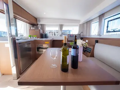 Salon of Sail Away, a Lagoon 40 catamaran at Grad Biograd na Moru, Croatia