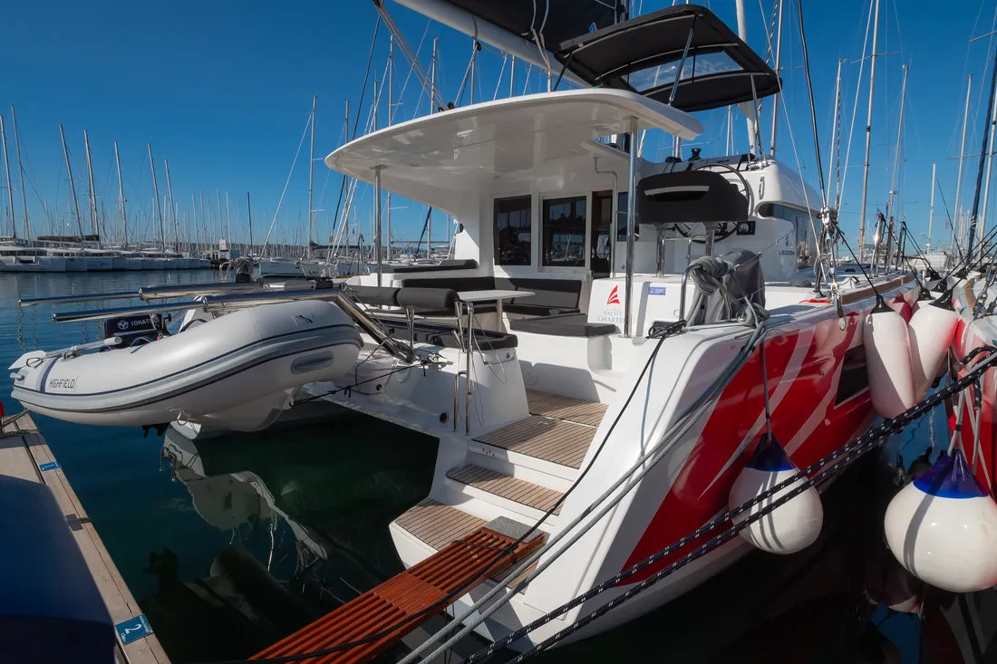 Exterior view of Sail Away, a Lagoon 40 catamaran at Grad Biograd na Moru, Croatia
