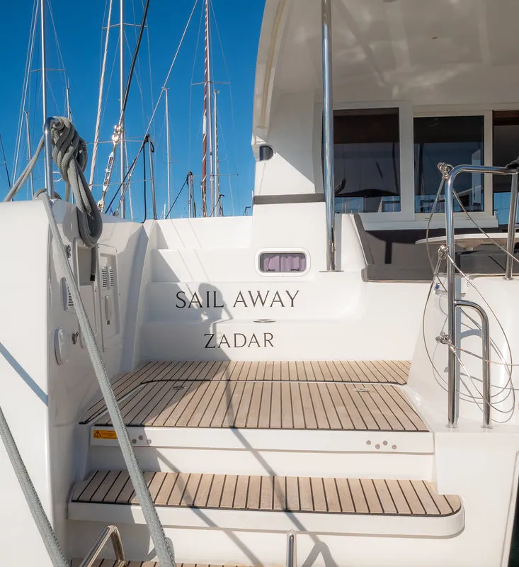 Exterior view of Sail Away, a Lagoon 40 catamaran at Grad Biograd na Moru, Croatia