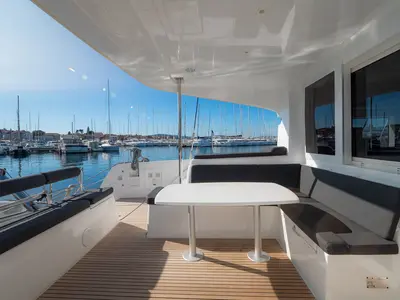 Deck of Sail Away, a Lagoon 40 catamaran at Grad Biograd na Moru, Croatia