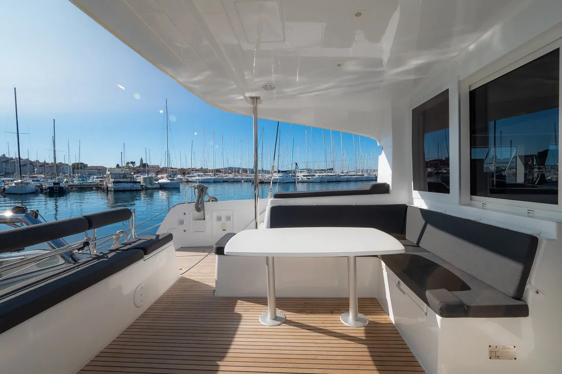 Deck of Sail Away, a Lagoon 40 catamaran at Grad Biograd na Moru, Croatia