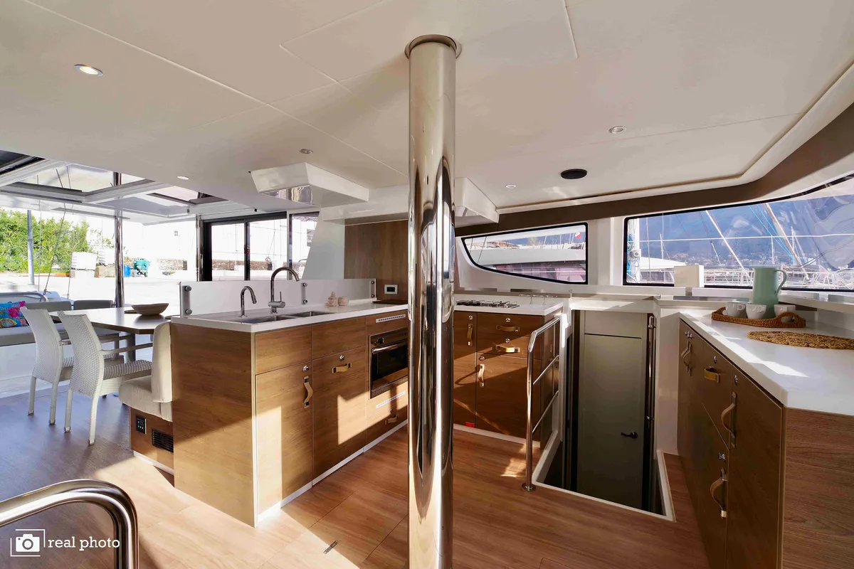 Galley of Monia, a Bali 4.6 catamaran at Castellammare di Stabia, Italy