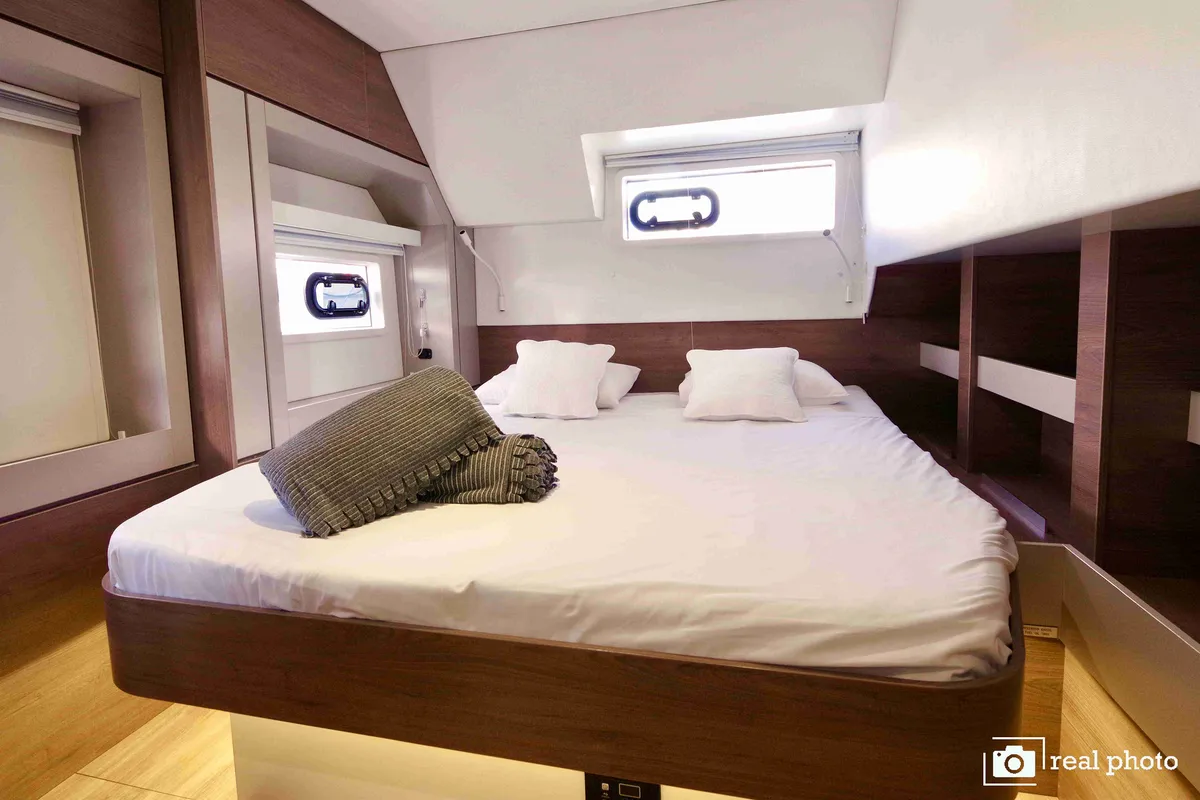 Cabin on Monia, a Bali 4.6 catamaran at Castellammare di Stabia, Italy