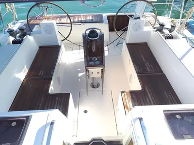 Cockpit of Northern Star, a Bavaria C45 sailboat at Baan Salak Phet, Thailand