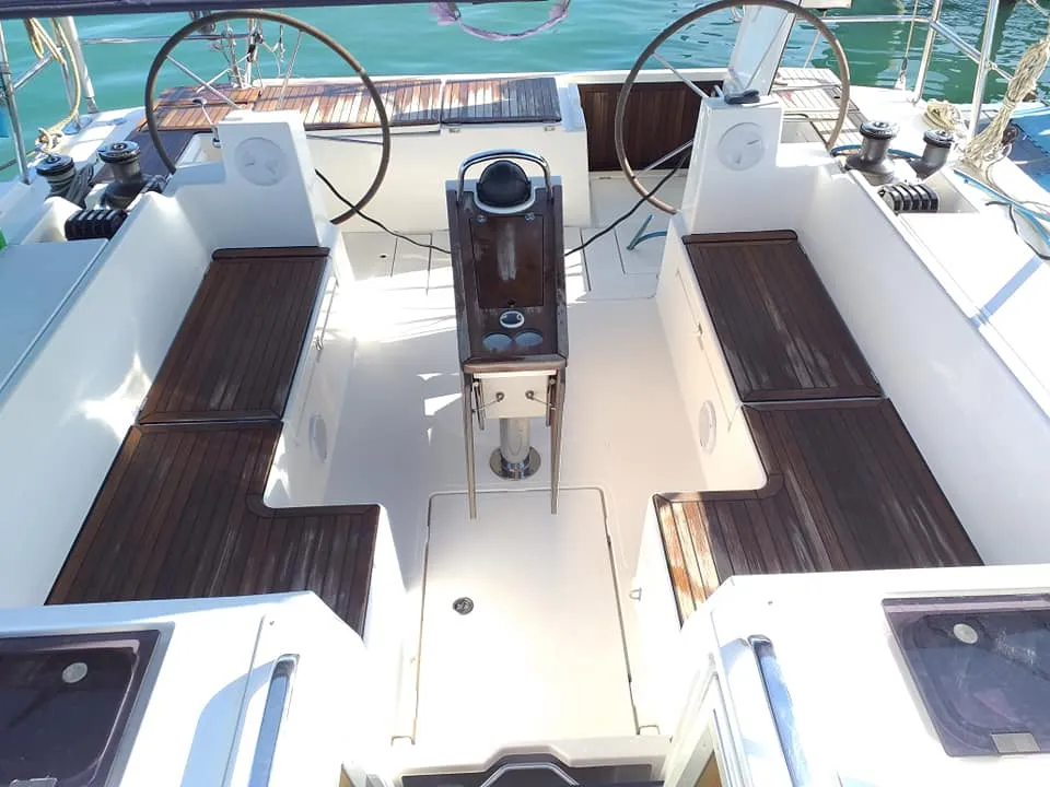 Cockpit of Northern Star, a Bavaria C45 sailboat at Baan Salak Phet, Thailand