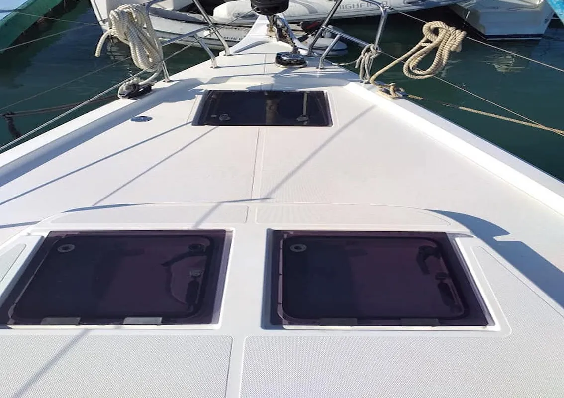 Deck of Northern Star, a Bavaria C45 sailboat at Baan Salak Phet, Thailand