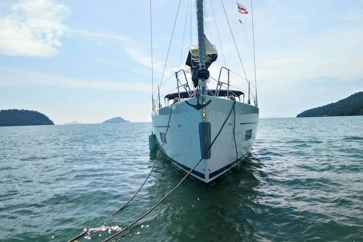 Exterior view of Northern Star, a Bavaria C45 sailboat at Baan Salak Phet, Thailand