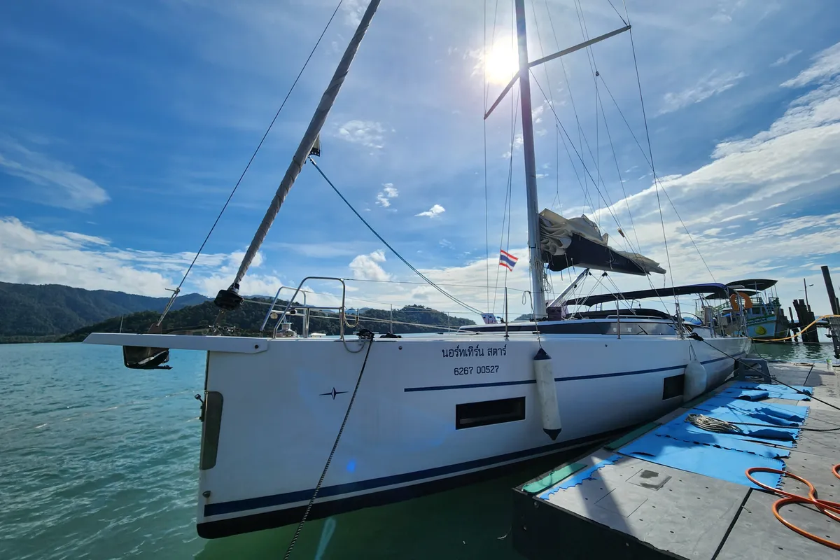 Exterior view of Northern Star, a Bavaria C45 sailboat at Baan Salak Phet, Thailand