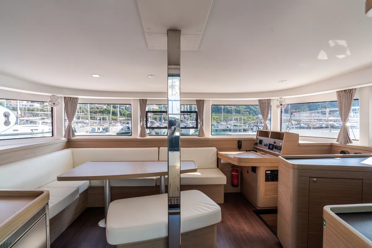 Salon of Sirius - Comfort Line, a Lagoon 42 catamaran at Castellammare del Golfo, Italy