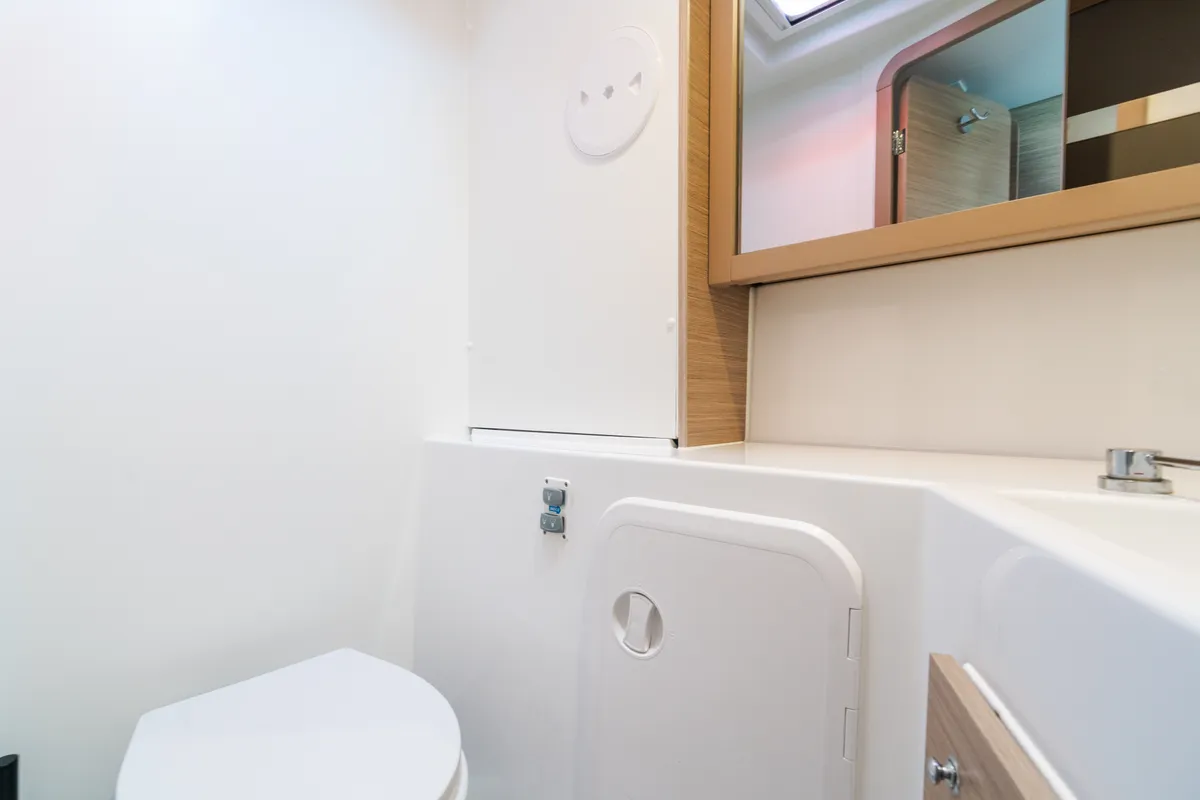 Head on Sirius - Comfort Line, a Lagoon 42 catamaran at Castellammare del Golfo, Italy