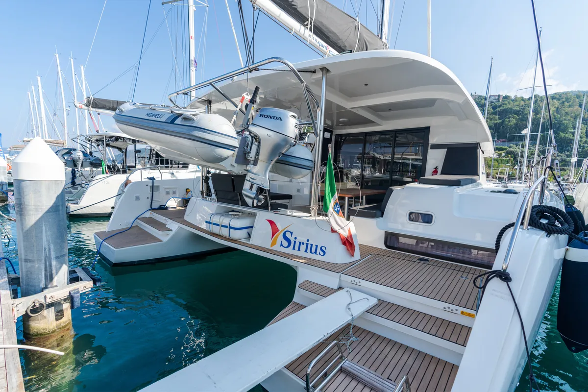 Exterior view of Sirius - Comfort Line, a Lagoon 42 catamaran at Castellammare del Golfo, Italy