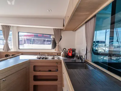 Galley of Sirius - Comfort Line, a Lagoon 42 catamaran at Castellammare del Golfo, Italy
