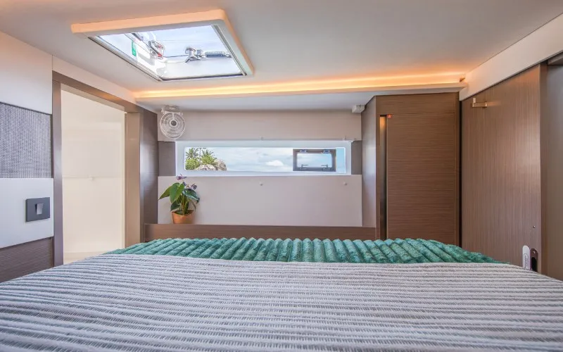 Cabin on Never Give Up, a Leopard 50 catamaran at Ventimiglia, Italy