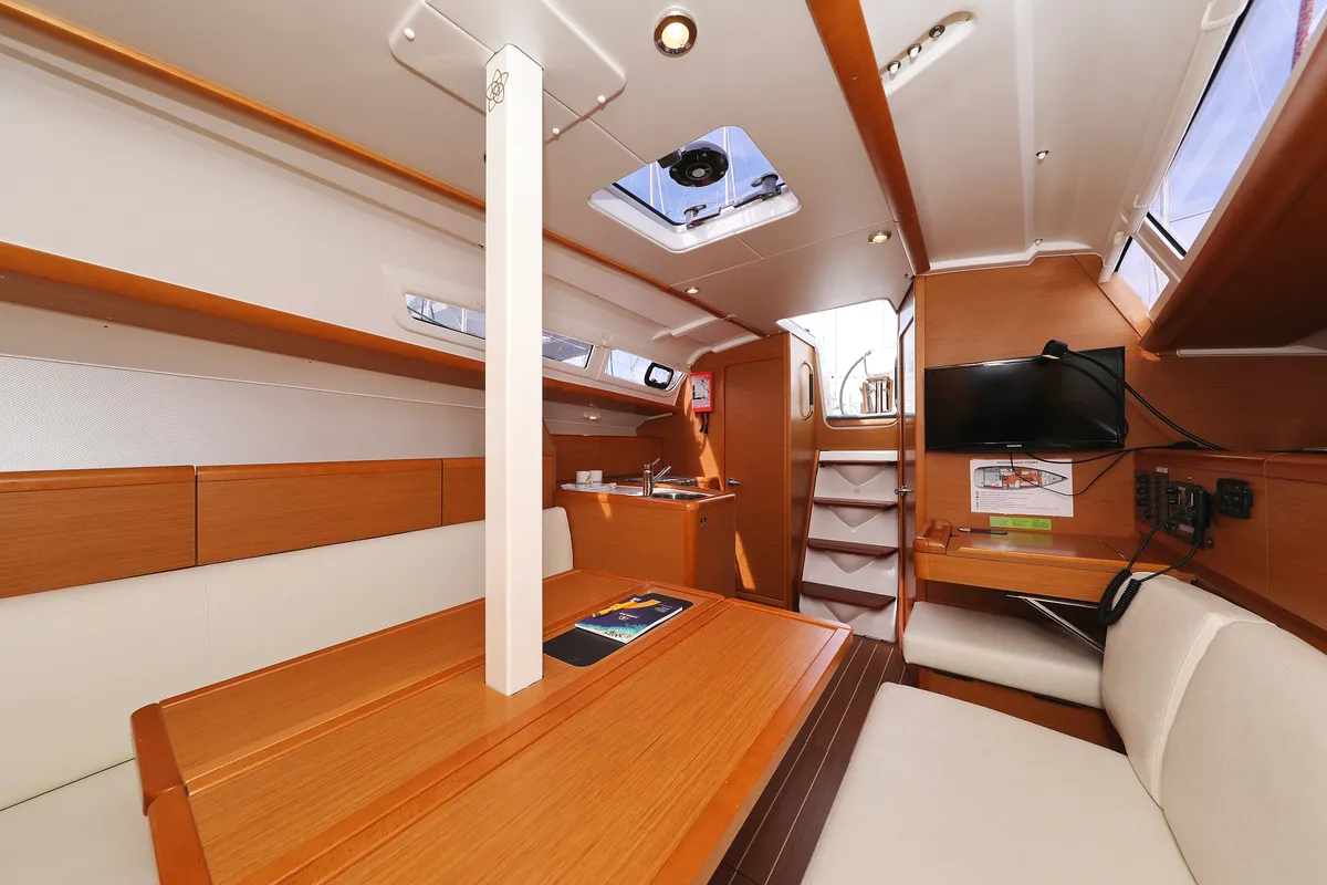 Salon of Cosma, a Jeanneau Sun Odyssey 33i sailboat at Grad Biograd na Moru, Croatia