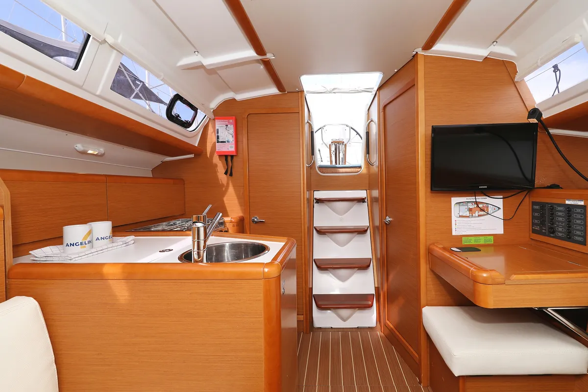 Salon of Cosma, a Jeanneau Sun Odyssey 33i sailboat at Grad Biograd na Moru, Croatia