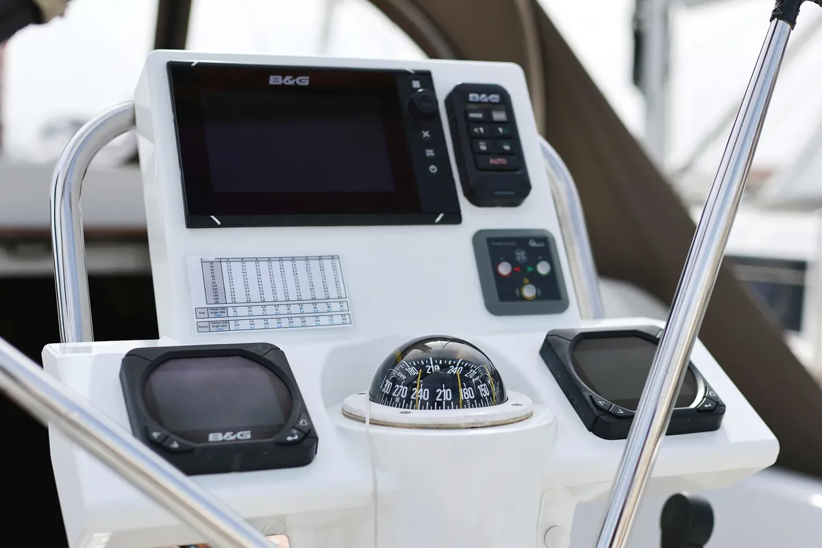 Cockpit of Cosma, a Jeanneau Sun Odyssey 33i sailboat at Grad Biograd na Moru, Croatia