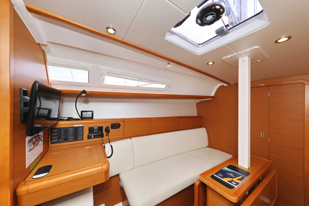Salon of Cosma, a Jeanneau Sun Odyssey 33i sailboat at Grad Biograd na Moru, Croatia