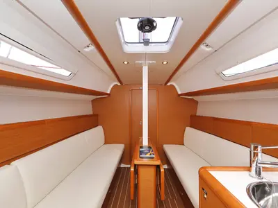 Salon of Cosma, a Jeanneau Sun Odyssey 33i sailboat at Grad Biograd na Moru, Croatia