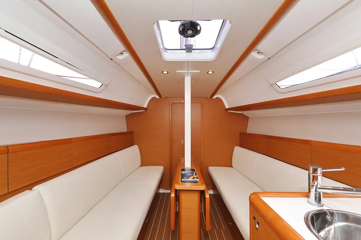 Salon of Cosma, a Jeanneau Sun Odyssey 33i sailboat at Grad Biograd na Moru, Croatia