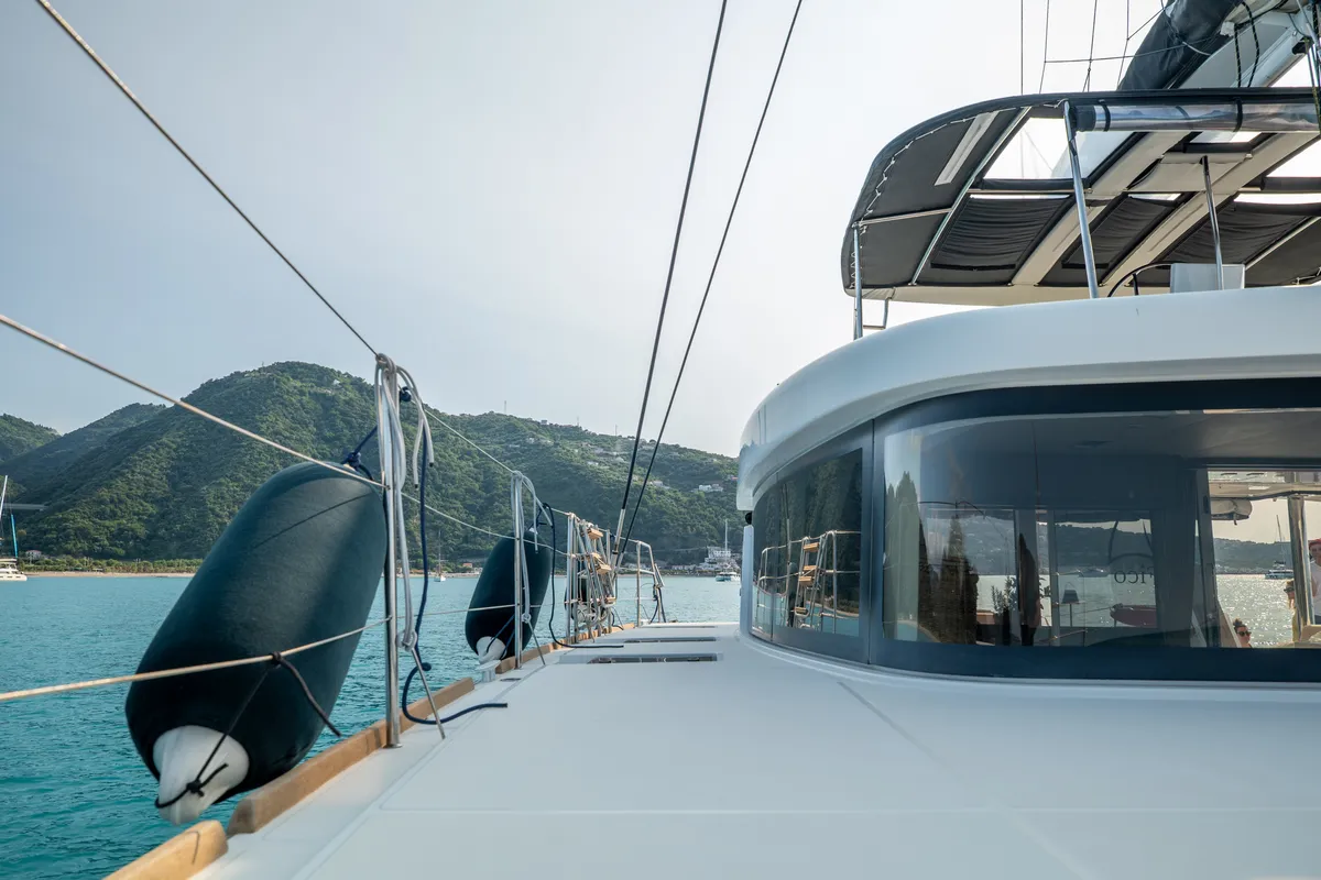 Deck of Fico - Premium line , a Lagoon 52F catamaran at Tonnarella, Italy
