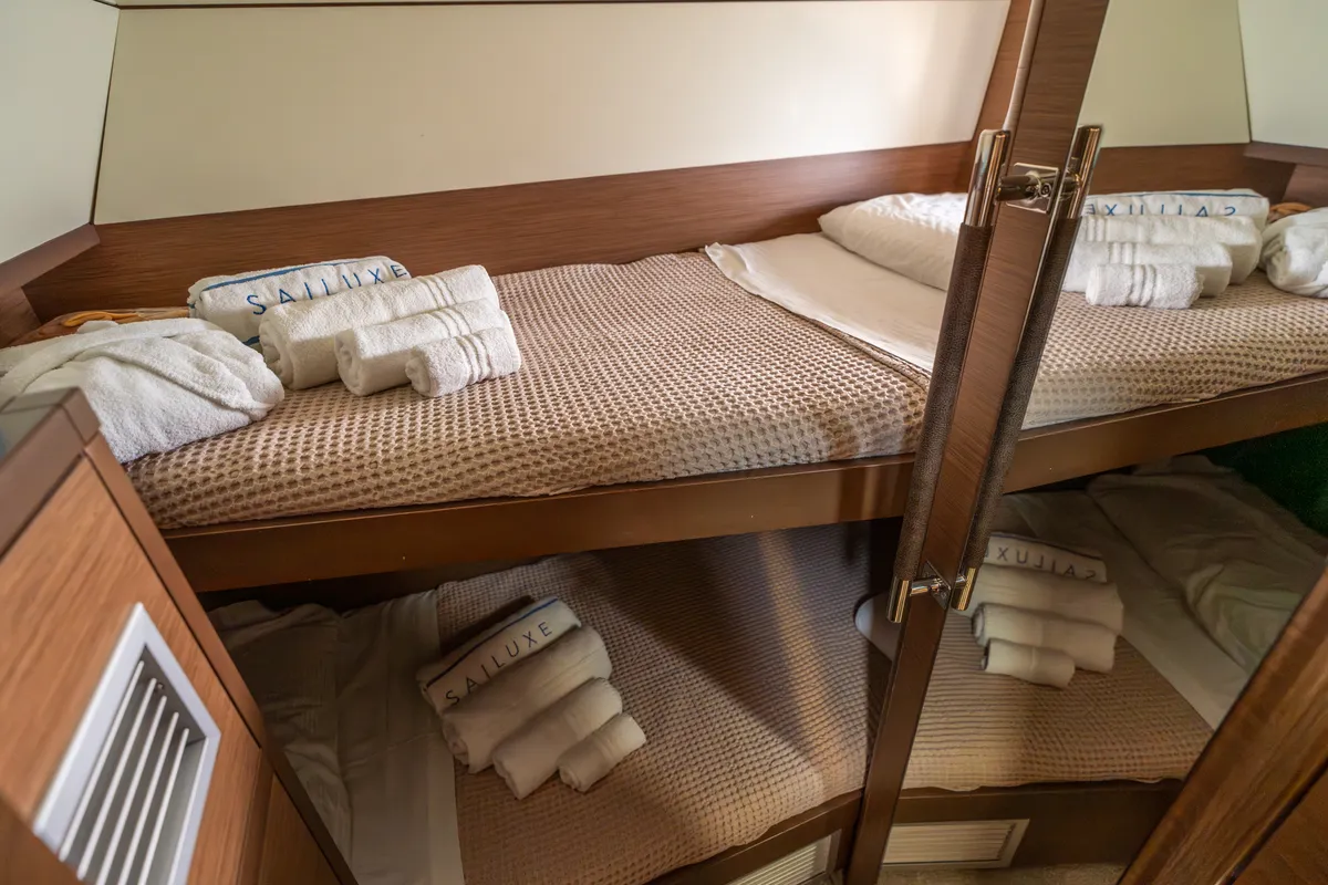 Cabin on Fico - Premium line , a Lagoon 52F catamaran at Tonnarella, Italy