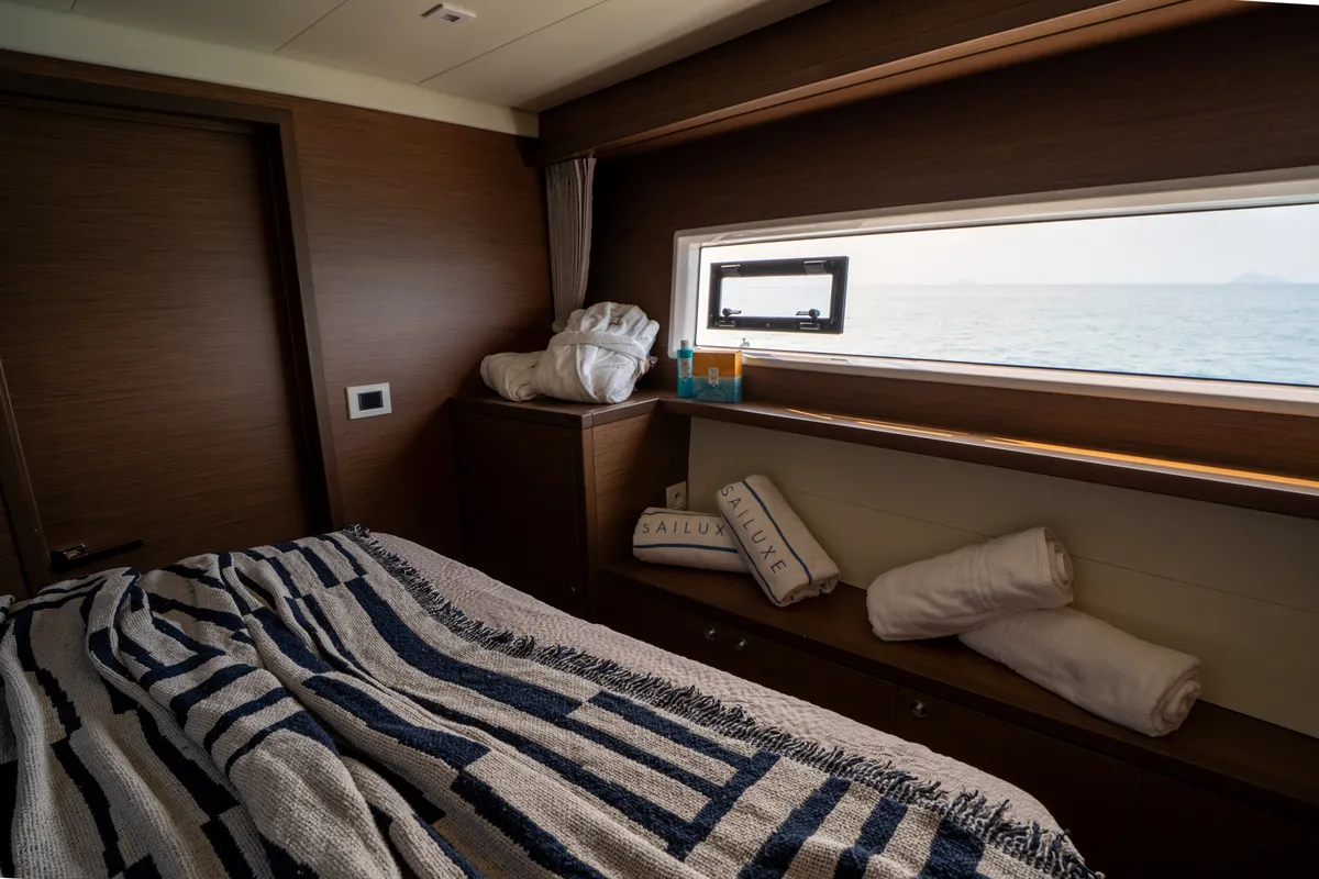Cabin on Fico - Premium line , a Lagoon 52F catamaran at Tonnarella, Italy