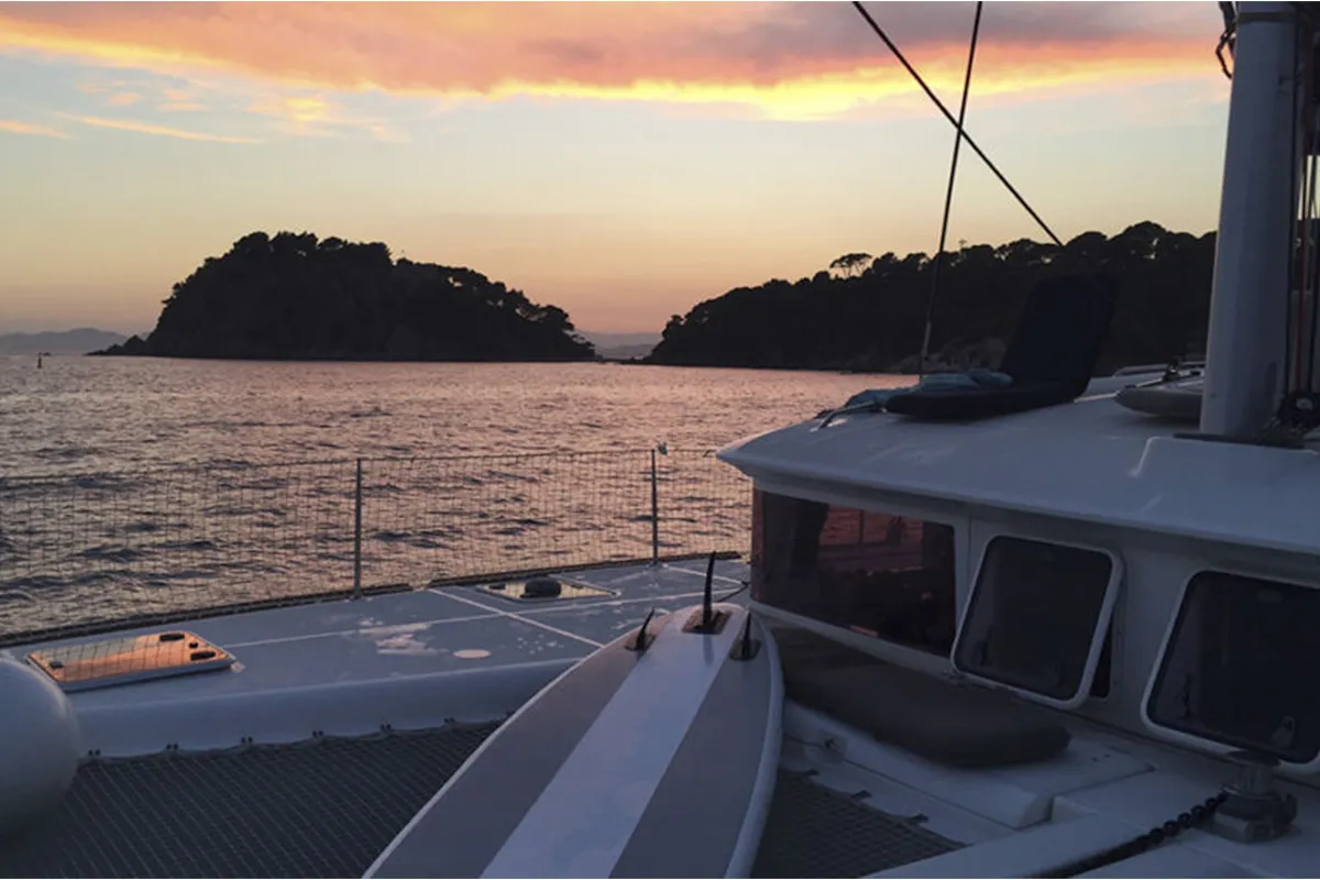 Deck of Maya, a Lagoon 400 catamaran at Plan-d'Aups-Sainte-Baume, France
