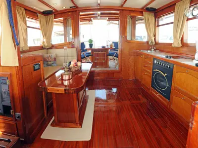 Salon of Aegeas, a Gulet Motor sailer sailboat at Athens, Greece