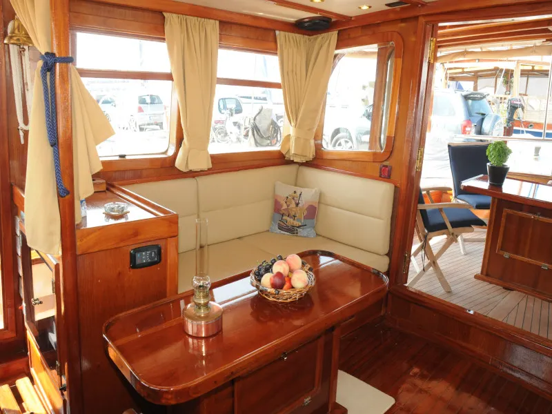 Salon of Aegeas, a Gulet Motor sailer sailboat at Athens, Greece