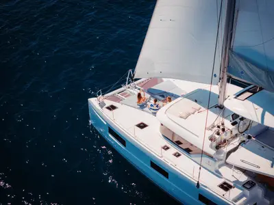 Vanesa, a Lagoon 46 Iconic catamaran at Roche Caiman, Seychelles
