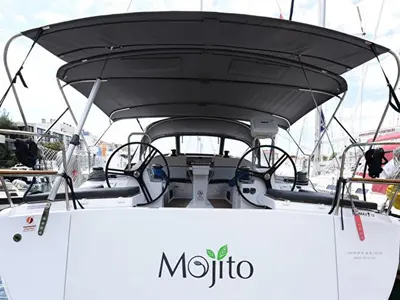 Cockpit of Mojito, a Elan Impression 50 sailboat at Zadar, Croatia