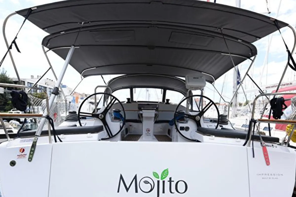 Cockpit of Mojito, a Elan Impression 50 sailboat at Zadar, Croatia