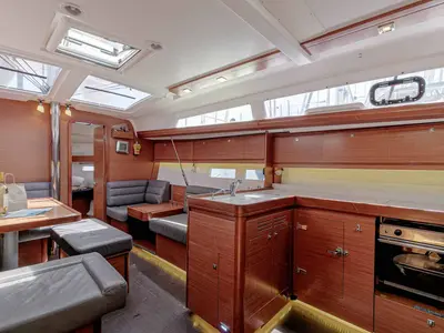 Galley of Southern Nights, a Dufour 412 sailboat at Kontokali, Greece