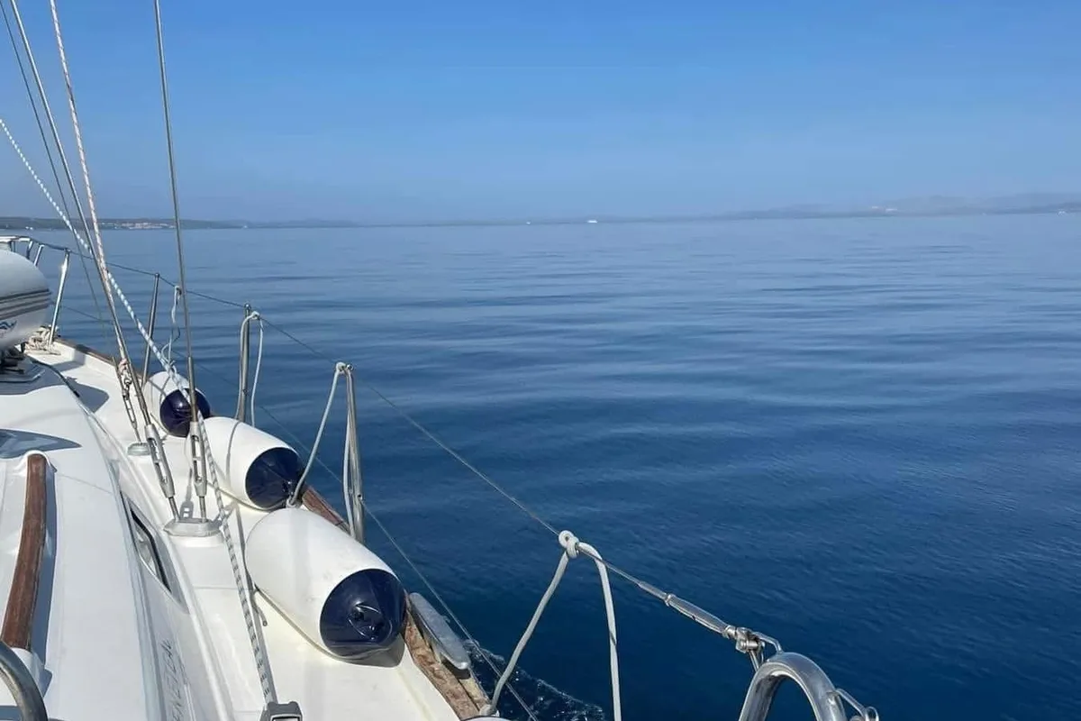 Deck of M&M, a Beneteau Oceanis 411 Celebration sailboat at Grad Omiš, Croatia