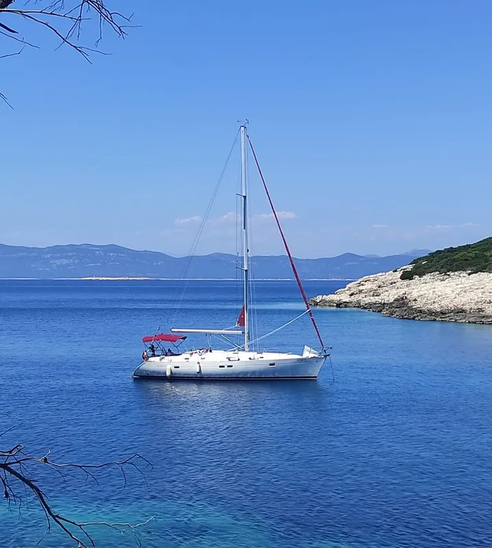 Exterior view of M&M, a Beneteau Oceanis 411 Celebration sailboat at Grad Omiš, Croatia