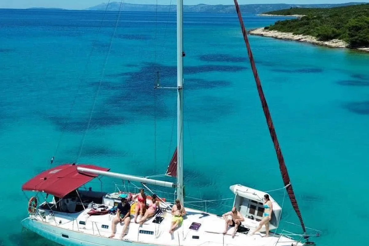 Exterior view of M&M, a Beneteau Oceanis 411 Celebration sailboat at Grad Omiš, Croatia