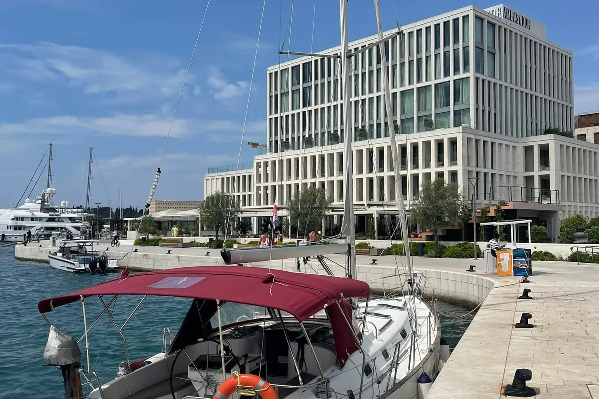 Exterior view of M&M, a Beneteau Oceanis 411 Celebration sailboat at Grad Omiš, Croatia