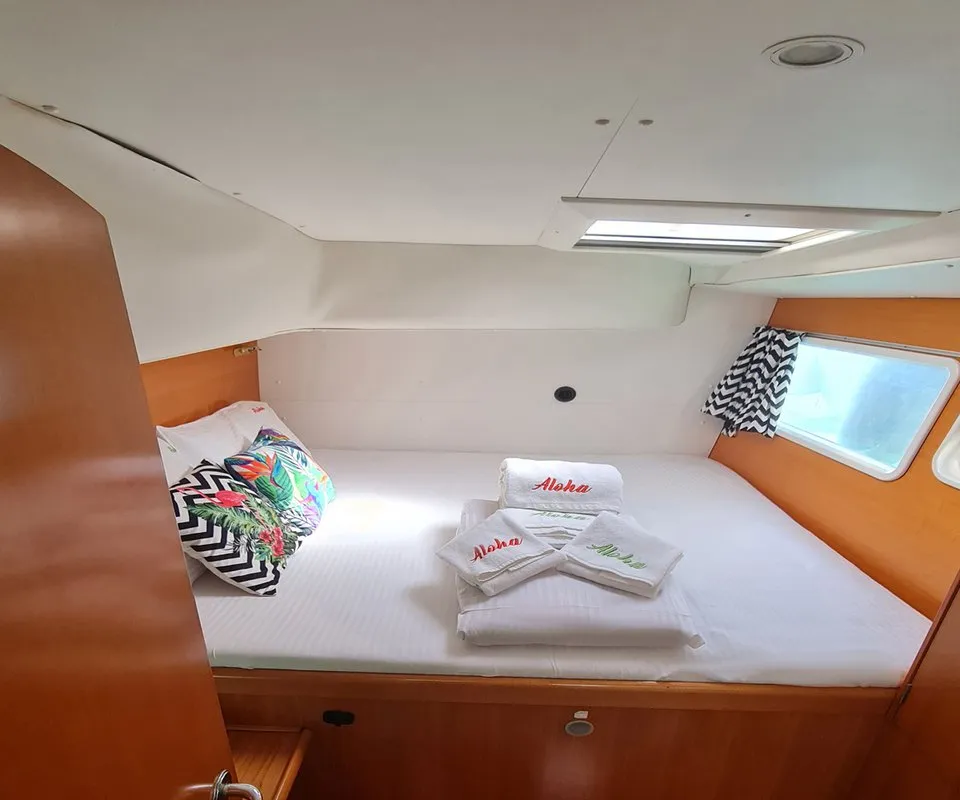 Cabin on Aloha, a Lagoon 410 S2 catamaran at Fethiye, Turkey