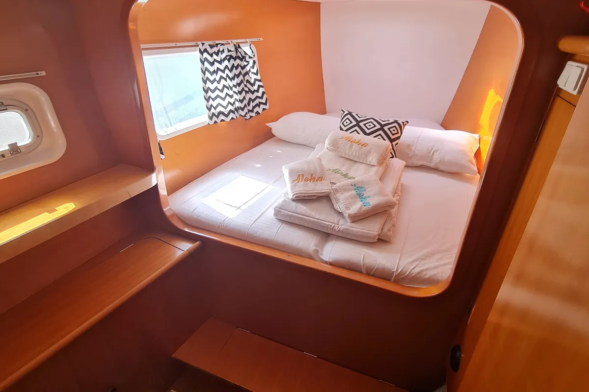 Cabin on Aloha, a Lagoon 410 S2 catamaran at Fethiye, Turkey