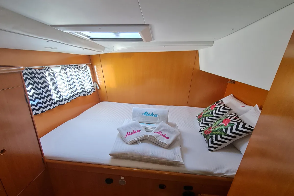Cabin on Aloha, a Lagoon 410 S2 catamaran at Fethiye, Turkey