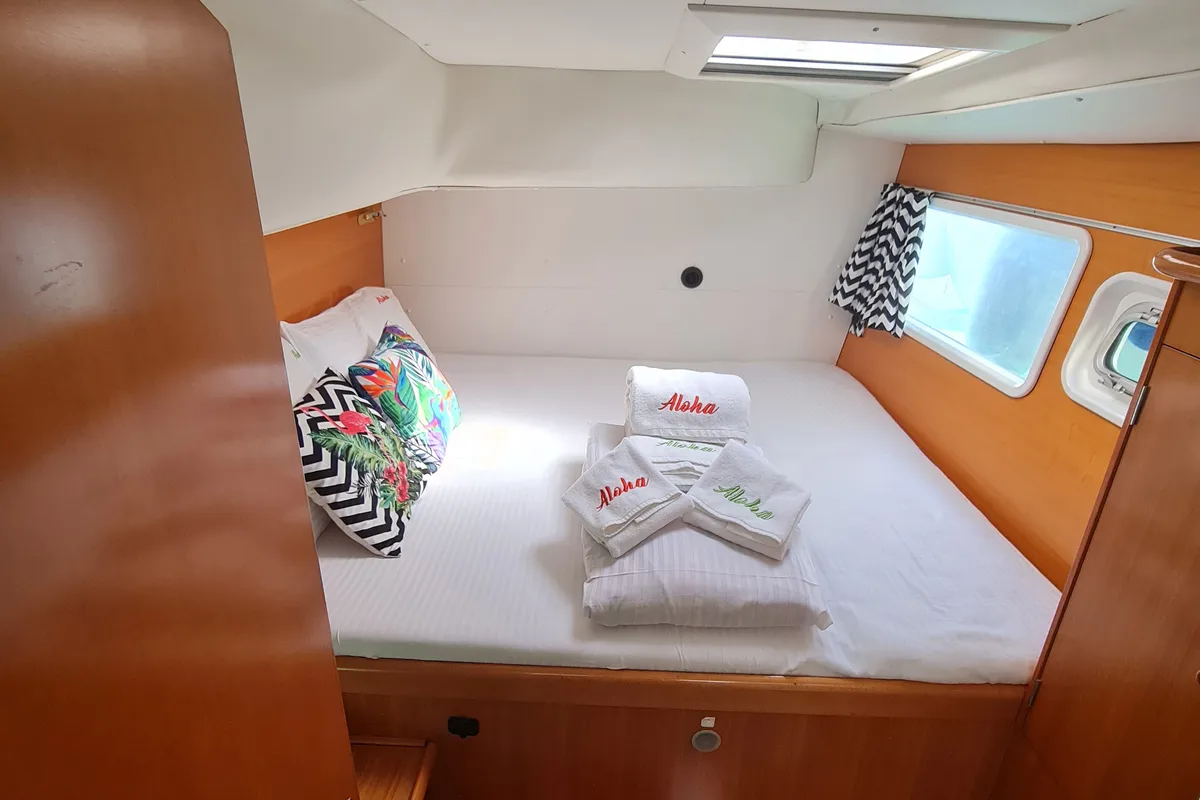 Cabin on Aloha, a Lagoon 410 S2 catamaran at Fethiye, Turkey