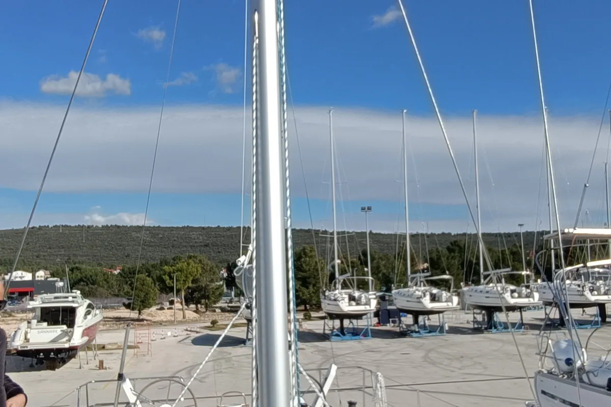 Deck of ARYA, a Bavaria C38 sailboat at Općina Sukošan, Croatia