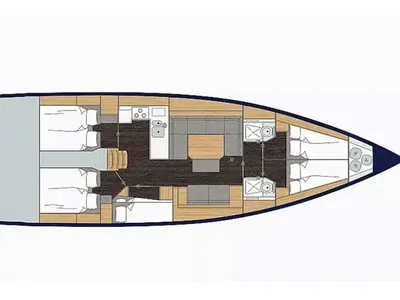 Floor plan of Bavaria C45, a Bavaria C45 sailboat at Athens, Greece