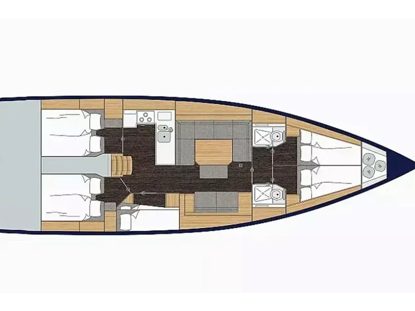Floor plan of Bavaria C45, a Bavaria C45 sailboat at Athens, Greece