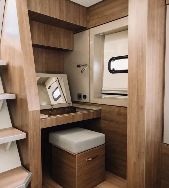 Cabin on Resif, a Bali 4.8 OW catamaran at Fethiye, Turkey