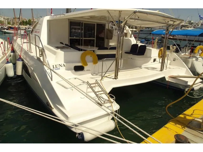 Exterior view of La Luna (Palmeira), a Leopard 44 catamaran at Murdeira, Cape Verde