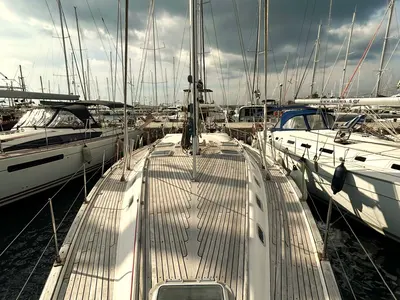 Deck of Alexandros II, a Ocean Star 56.1 sailboat at Athens, Greece