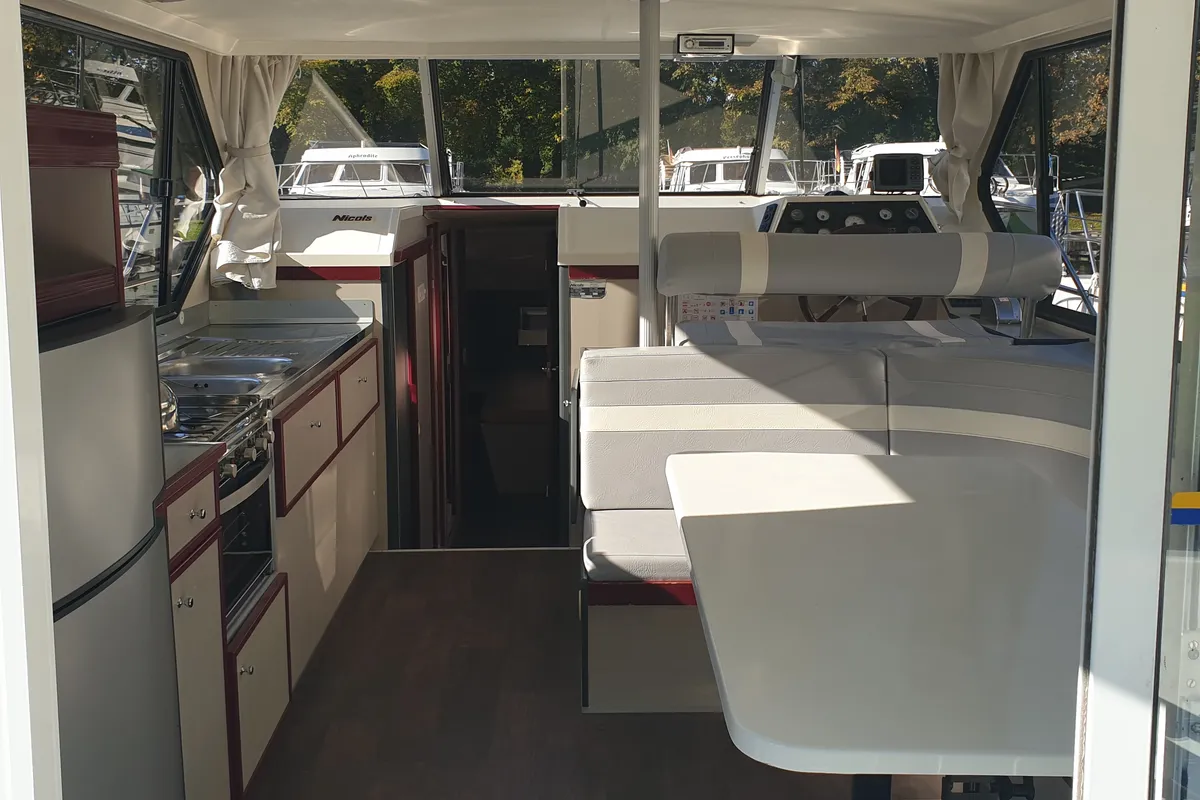 Salon of Harlingen, a Nicols Sedan 1160 motorboat at Lübz, Germany